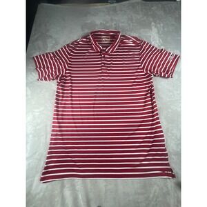 Drake Clothing Company Mens XL Red White Striped Short Sleeve Performance Polo